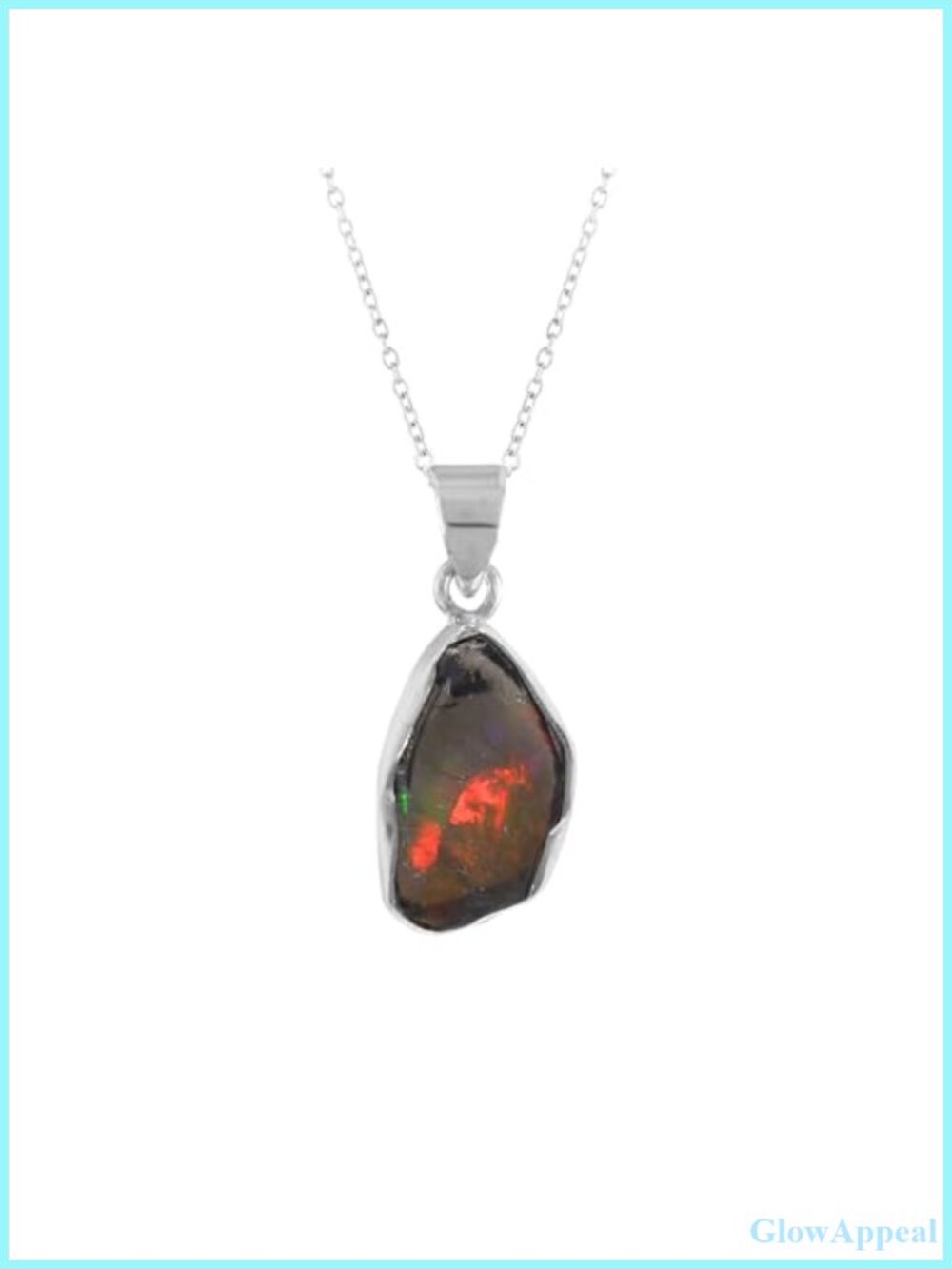 Sterling Silver Ethiopian Black Opal Bezel Pendant Necklace 18"